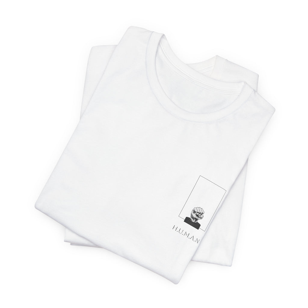 Graphic Tee – Raised Fist Minimalist Pocket & Back Frame Design