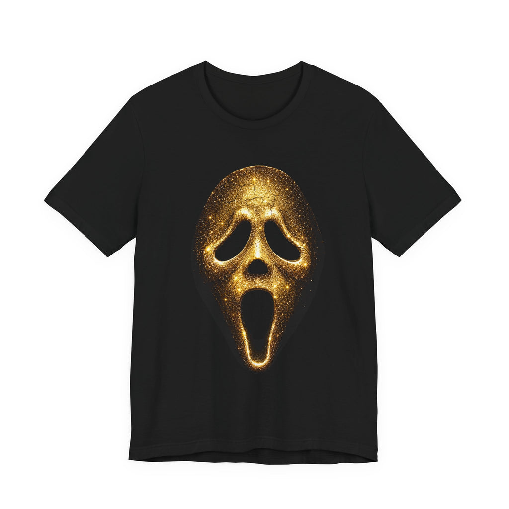 Ghostface Glitter Tee — Gold Horror T ‑Shirt
