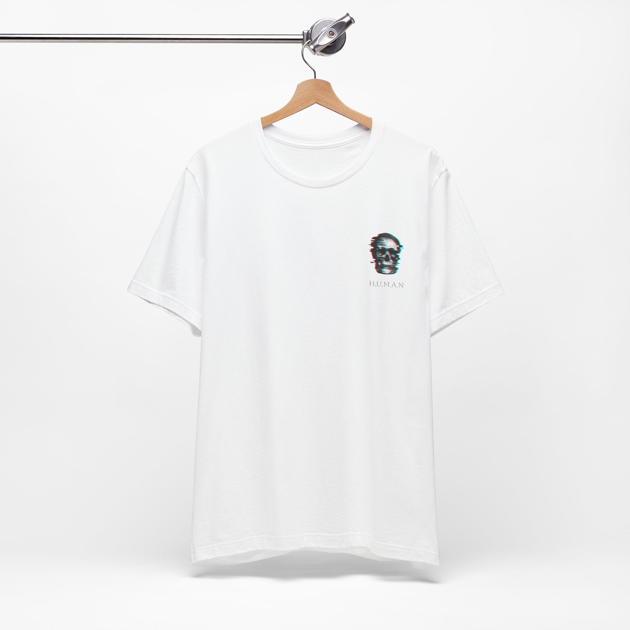 Skull Glitch Tee — Minimal 3D Skull Graphic T-Shirt