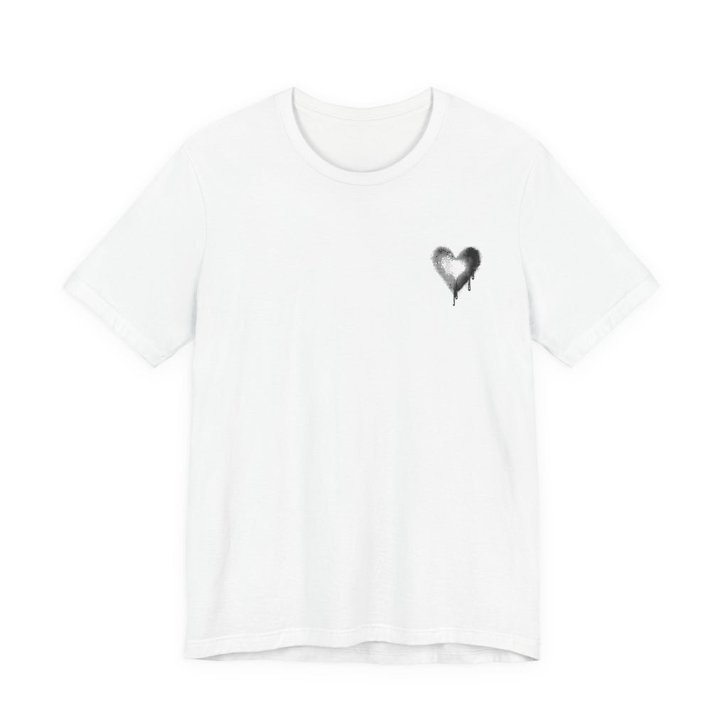 Heart Sketch Chest Tee — Minimal Graphic T‑Shirt