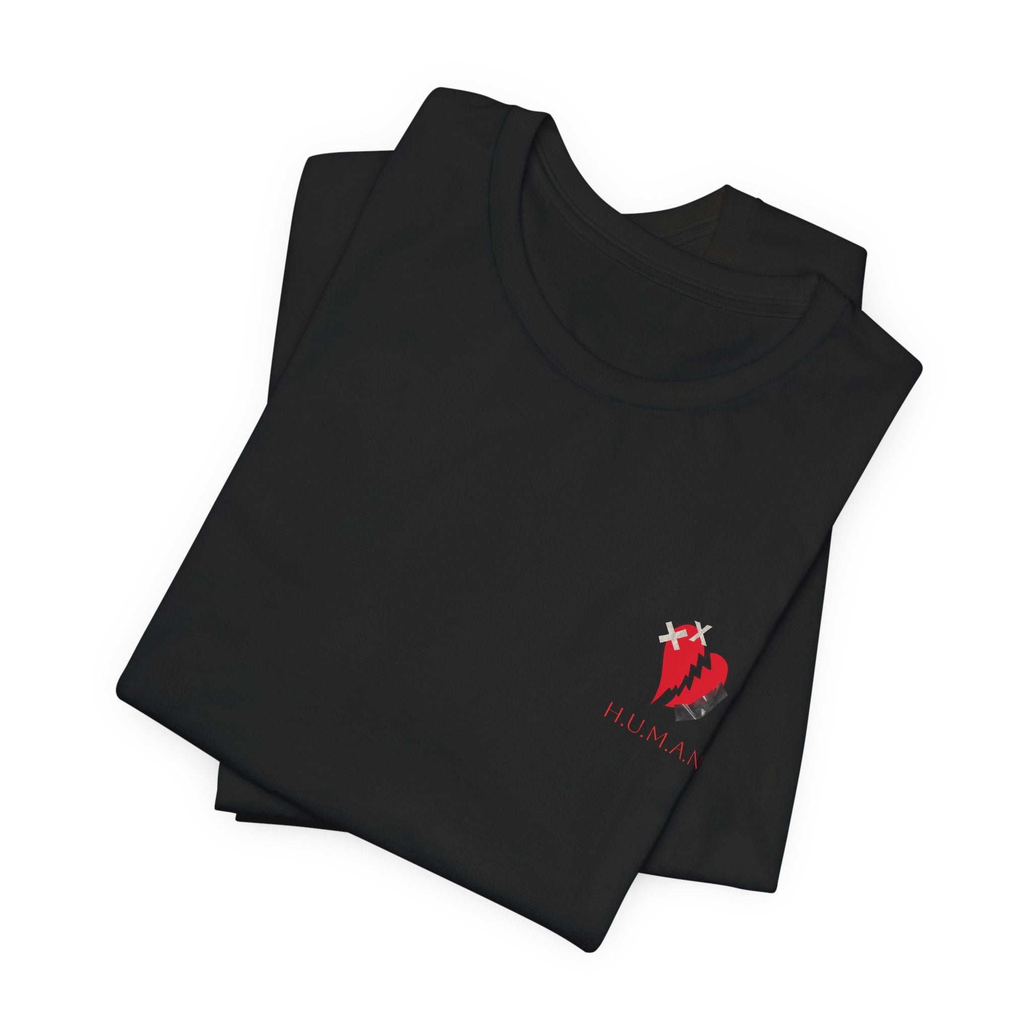 Broken Heart Pocket Tee — Minimal Red Heart Graphic T-Shirt