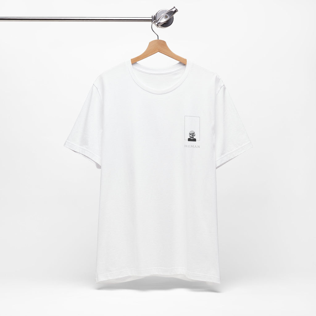 Graphic Tee – Raised Fist Minimalist Pocket & Back Frame Design