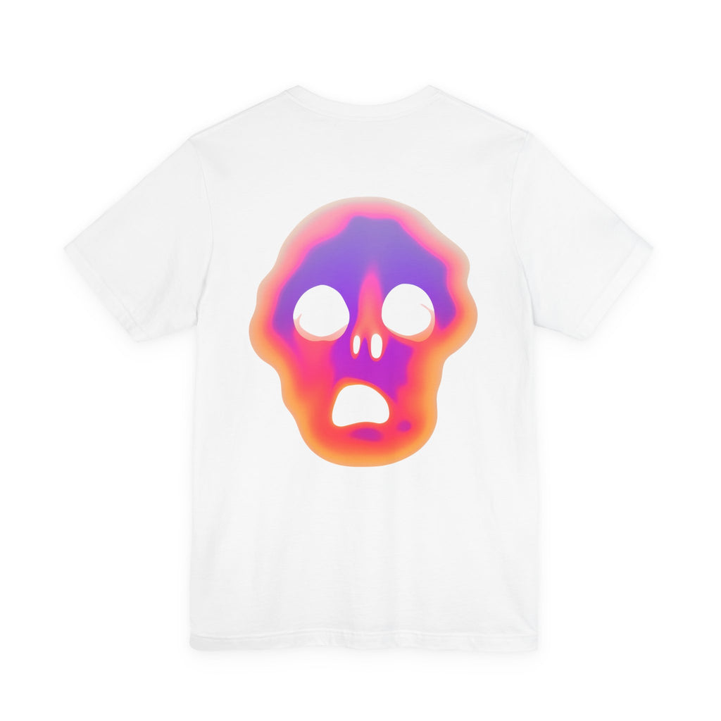 Neon Melted Skull Tee — Gradient Halloween Skull T-Shirt
