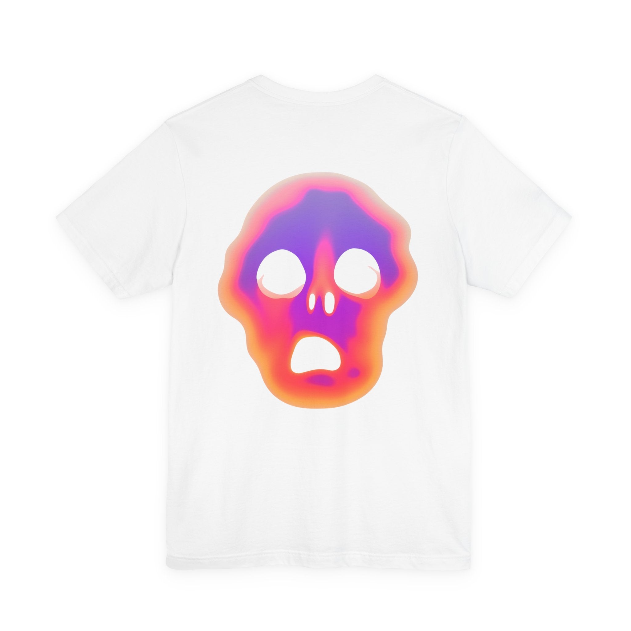 Neon Melted Skull Tee — Gradient Halloween Skull T-Shirt