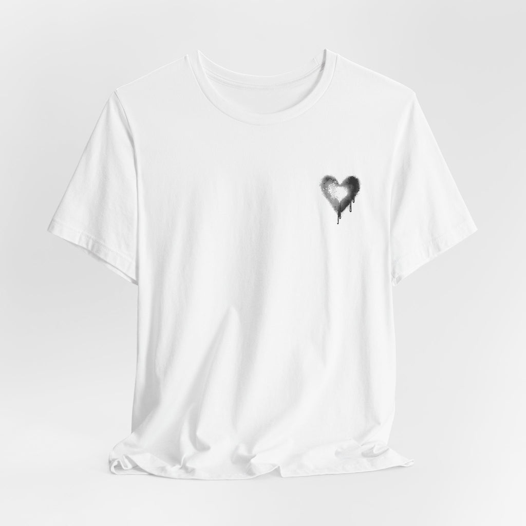Heart Sketch Chest Tee — Minimal Graphic T‑Shirt