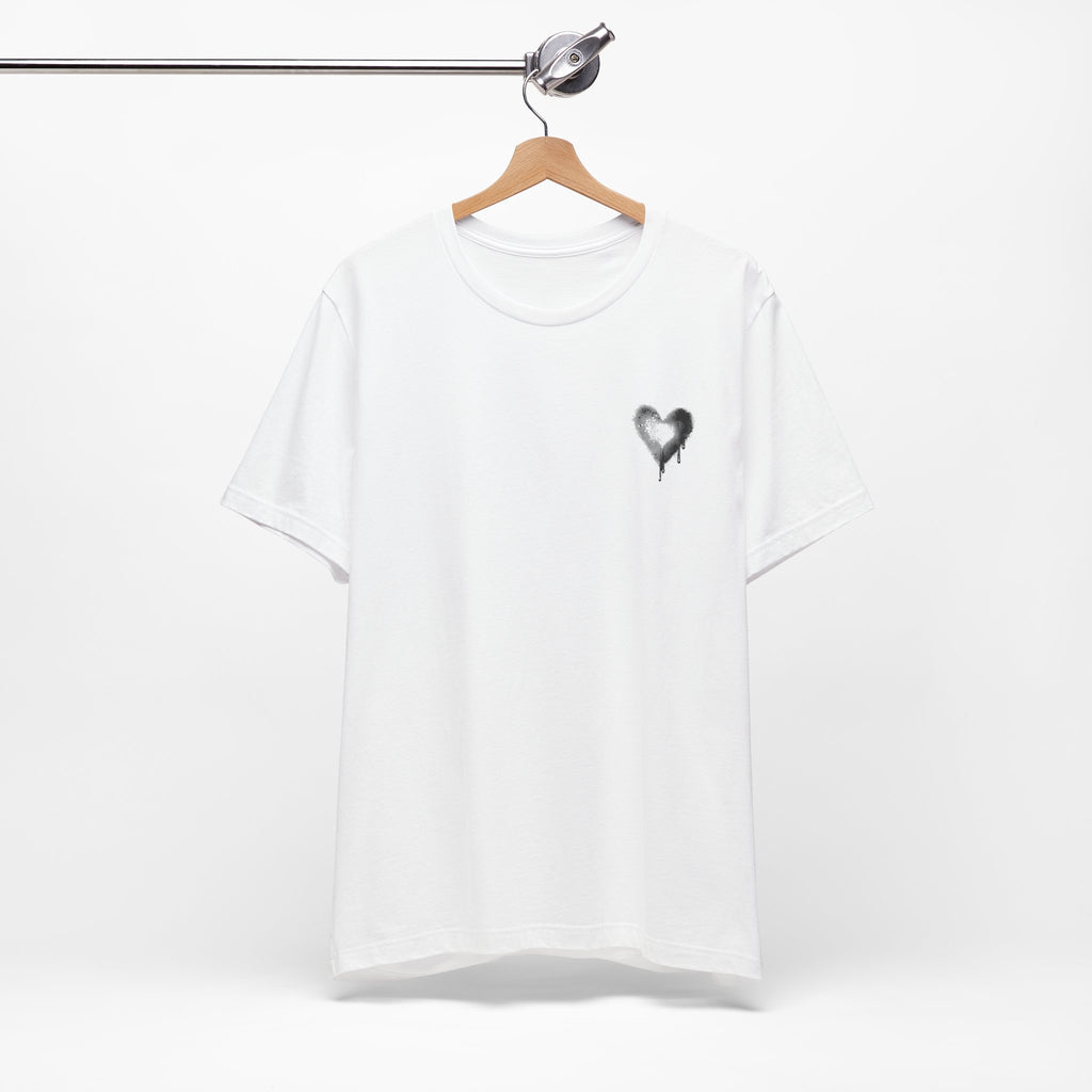 Heart Sketch Chest Tee — Minimal Graphic T‑Shirt