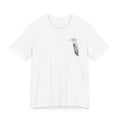 Feather Pocket Tee — Minimalist White T‑Shirt with Subtle Feather Chest Print