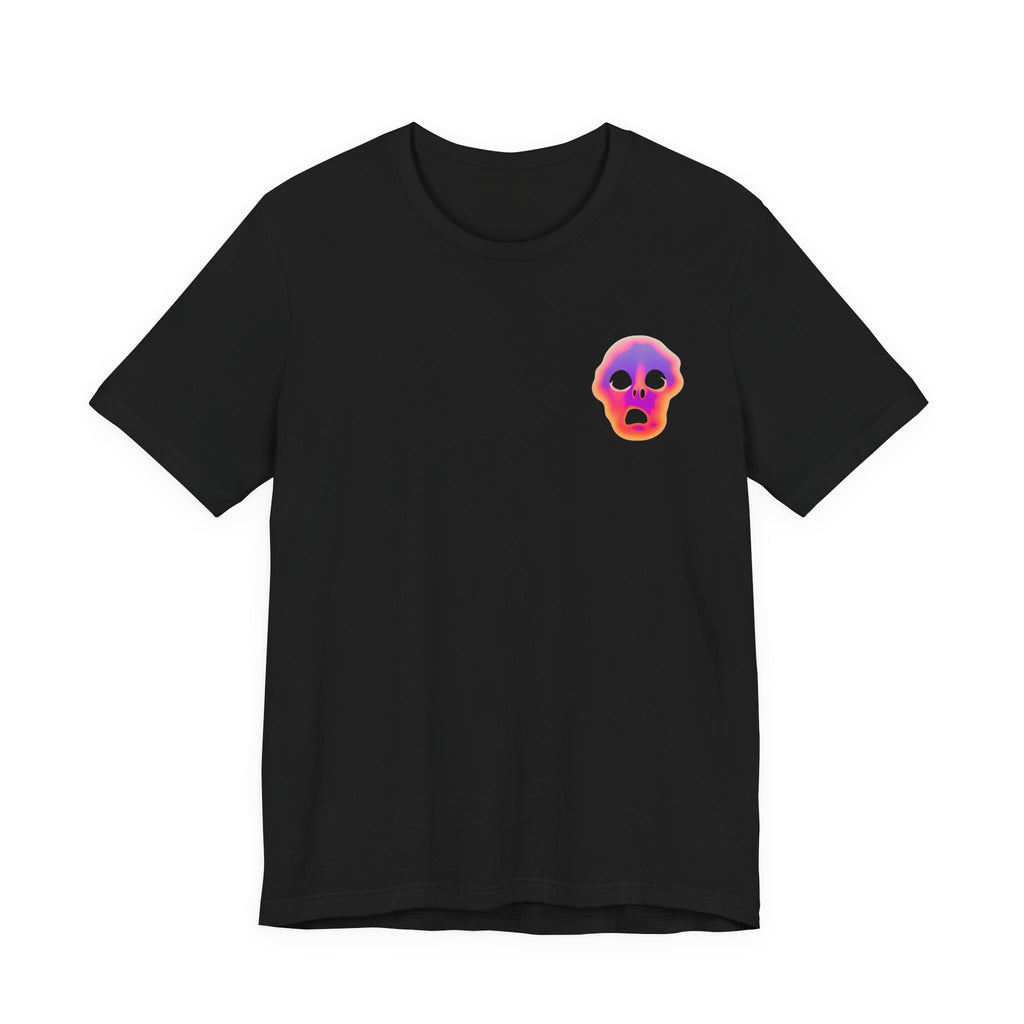 Neon Melted Skull Tee — Gradient Halloween Skull T-Shirt