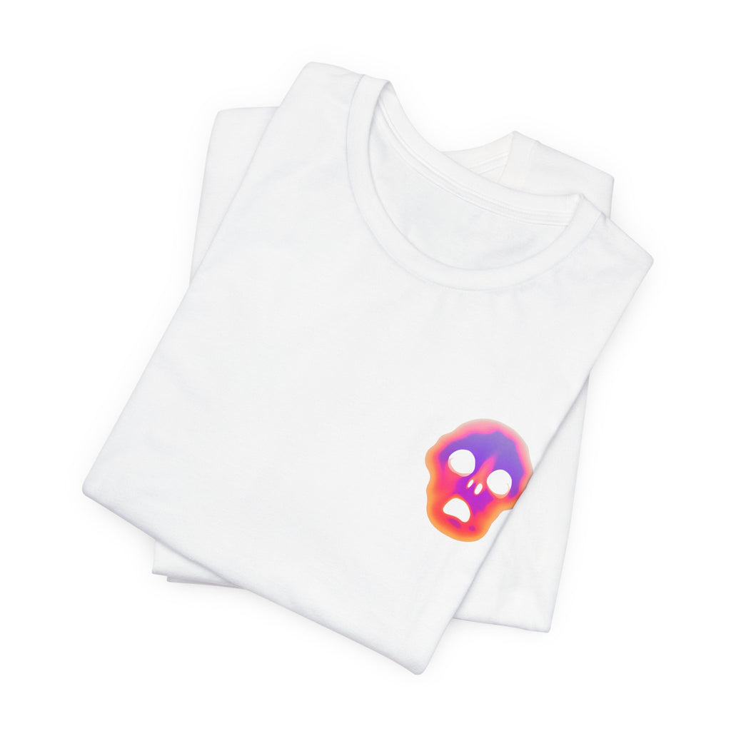 Neon Melted Skull Tee — Gradient Halloween Skull T-Shirt
