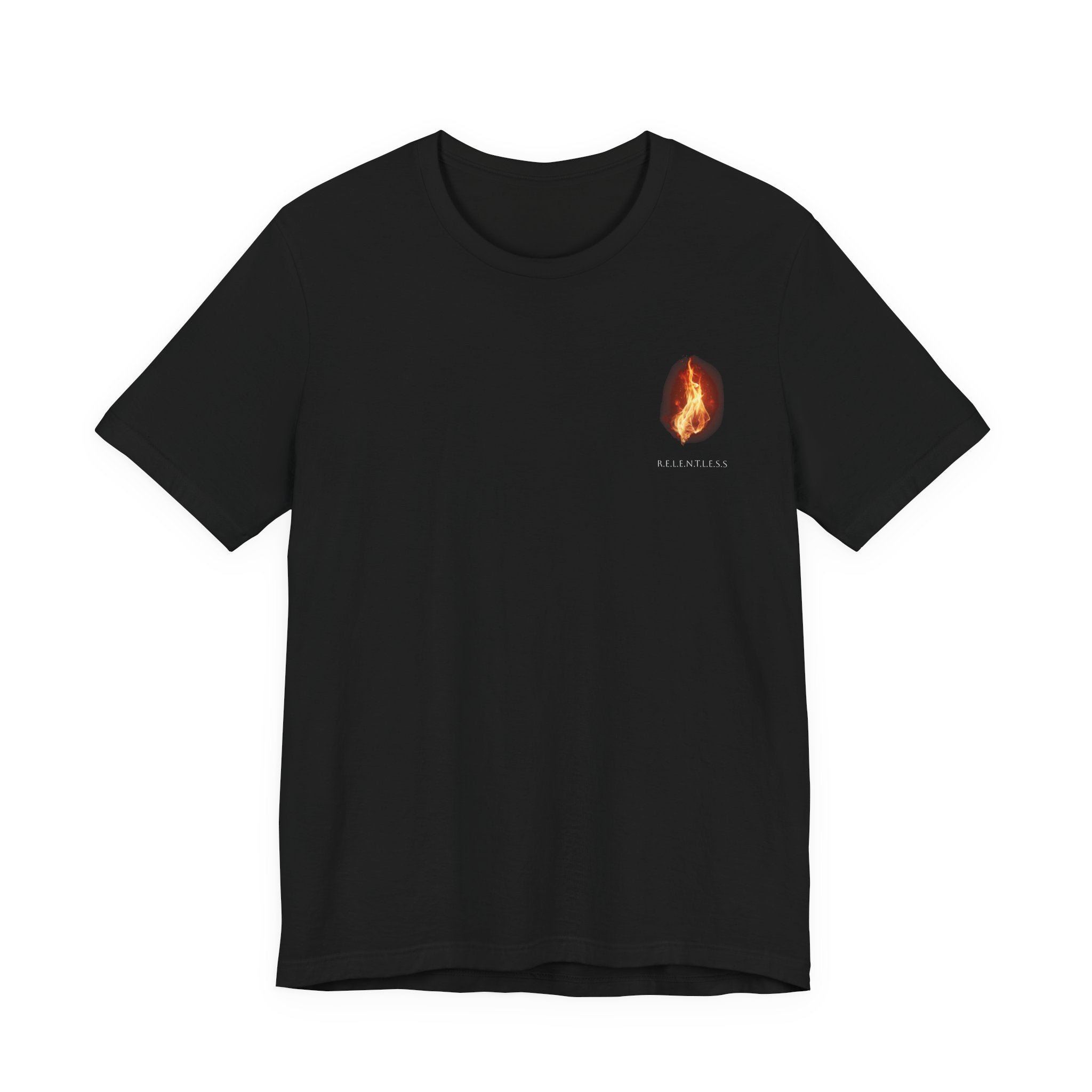 Flame Heart Pocket Tee — Small Fiery Heart Chest Graphic T-Shirt