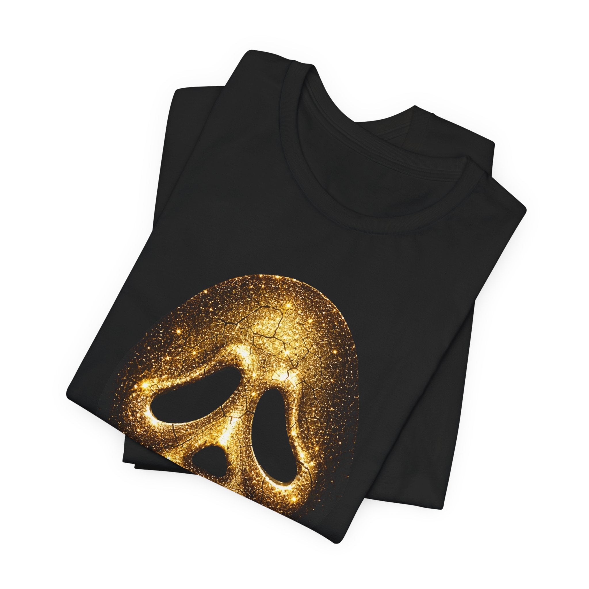 Ghostface Glitter Tee — Gold Horror T ‑Shirt