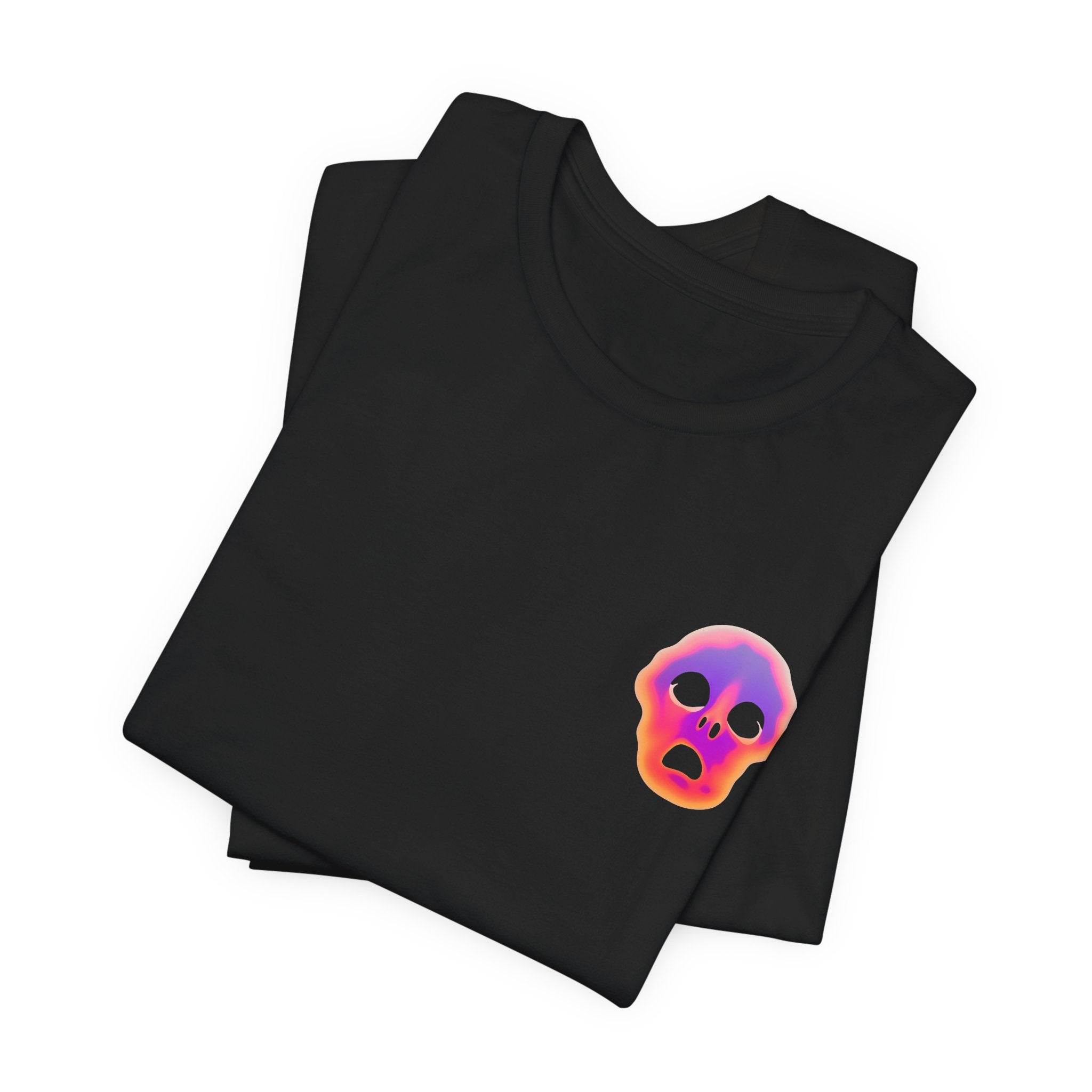 Neon Melted Skull Tee — Gradient Halloween Skull T-Shirt