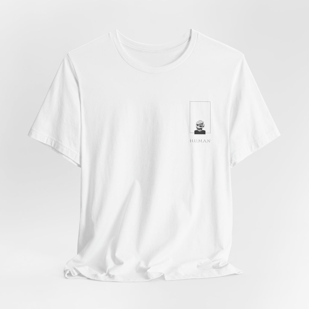 Graphic Tee – Raised Fist Minimalist Pocket & Back Frame Design