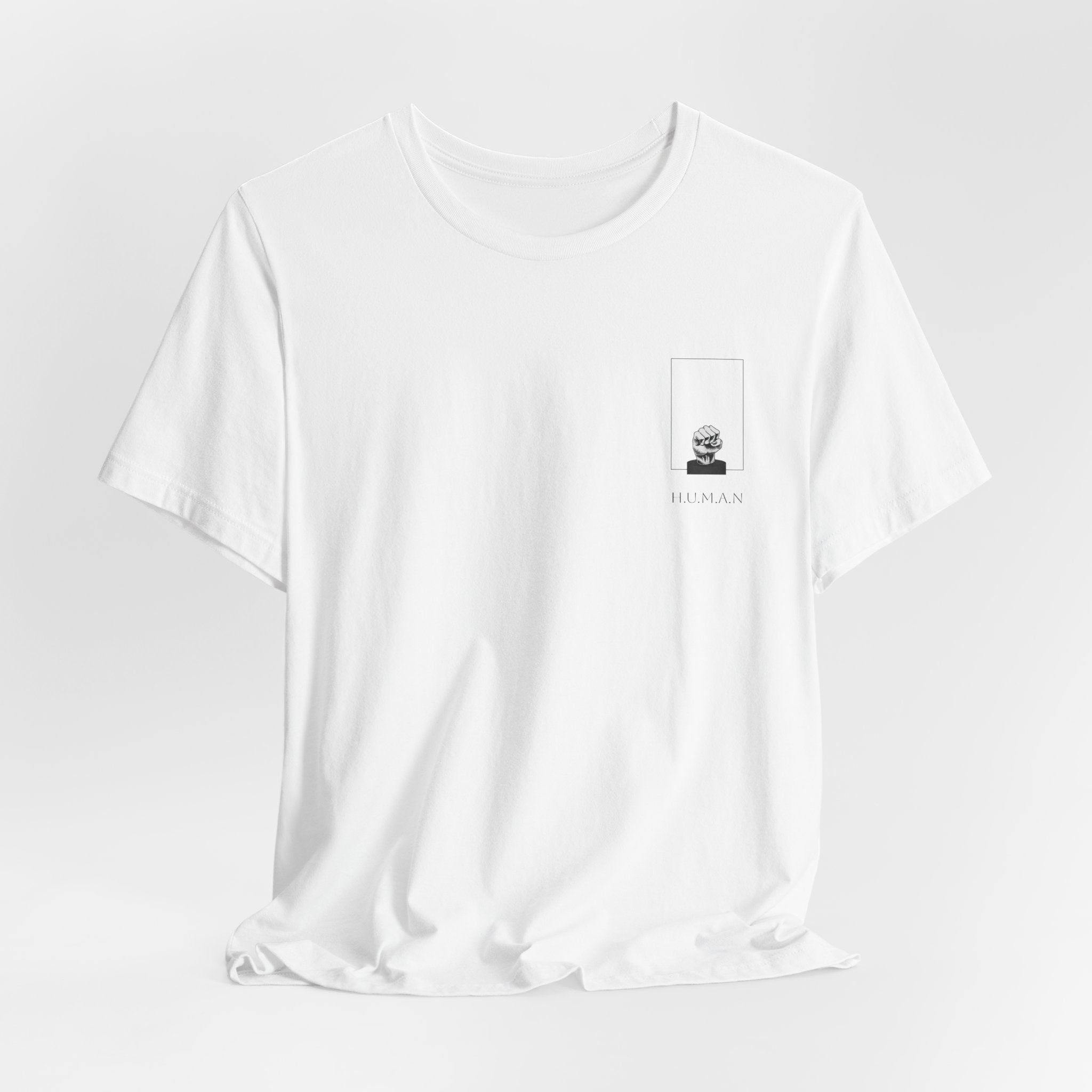Graphic Tee – Raised Fist Minimalist Pocket & Back Frame Design