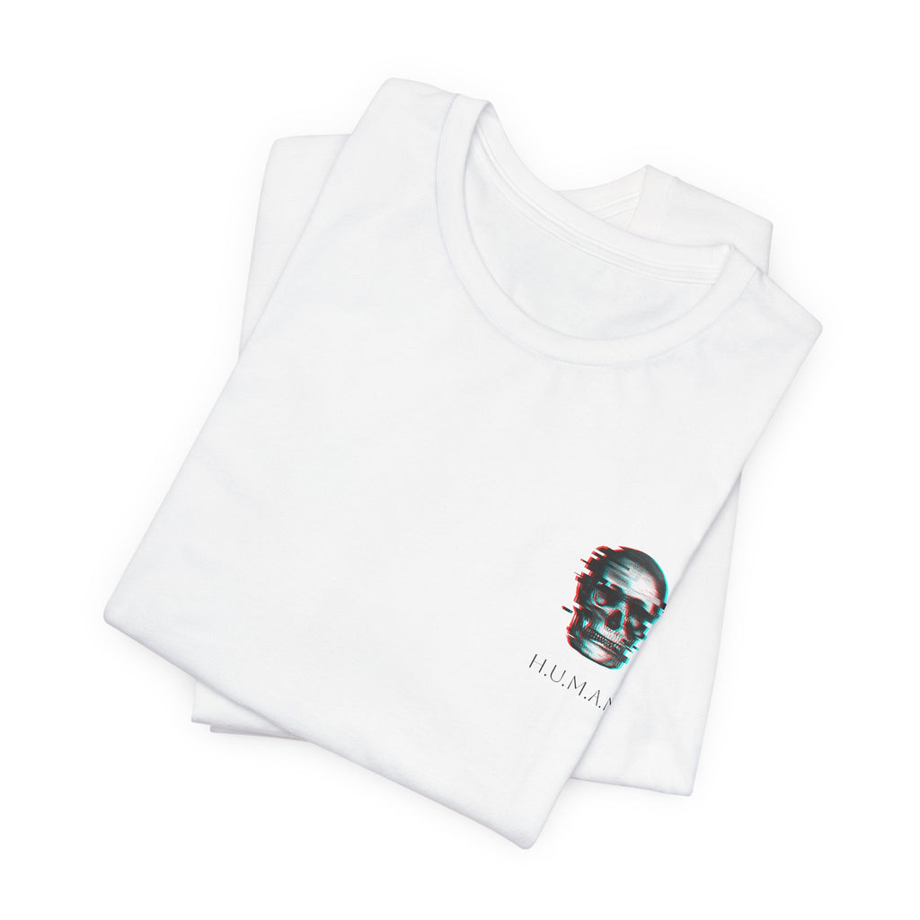 Skull Glitch Tee — Minimal 3D Skull Graphic T-Shirt
