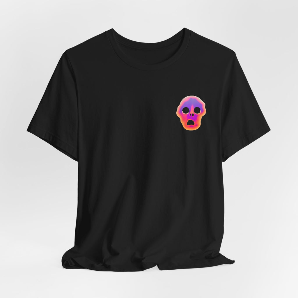Neon Melted Skull Tee — Gradient Halloween Skull T-Shirt