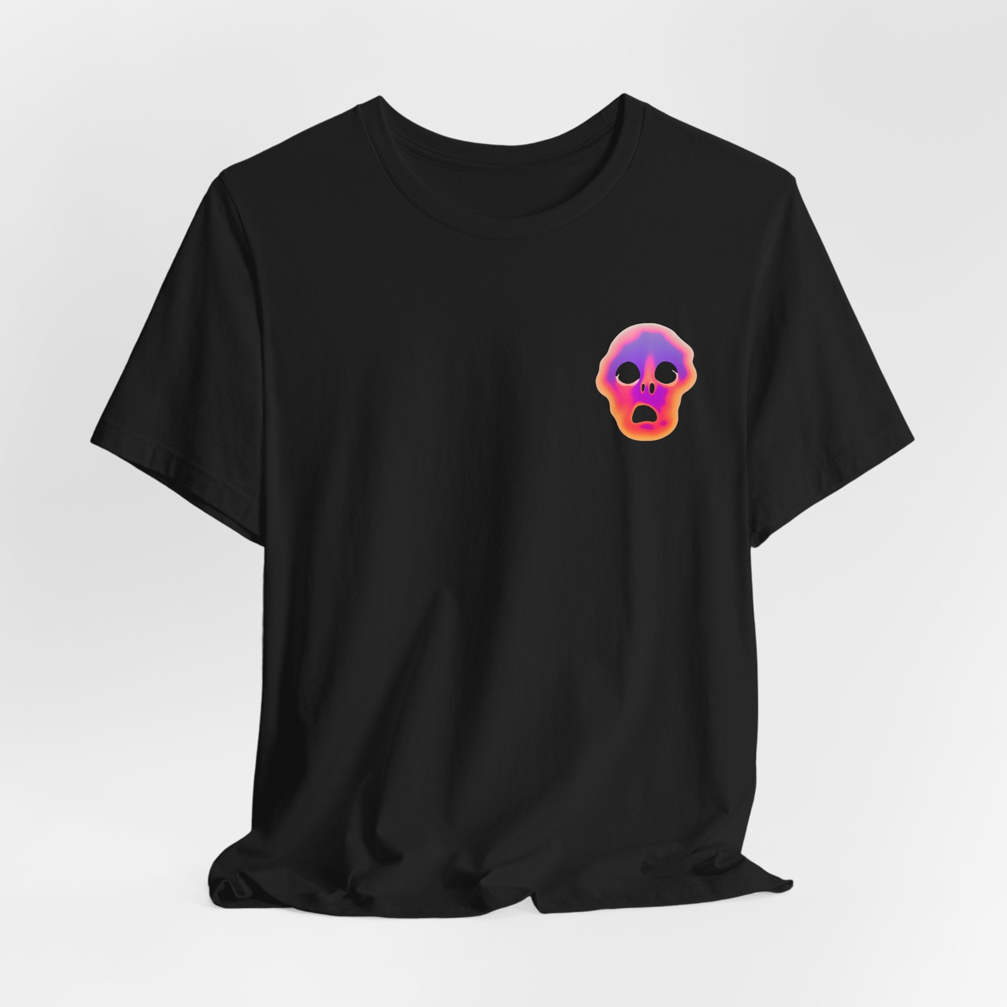 Neon Melted Skull Tee — Gradient Halloween Skull T-Shirt