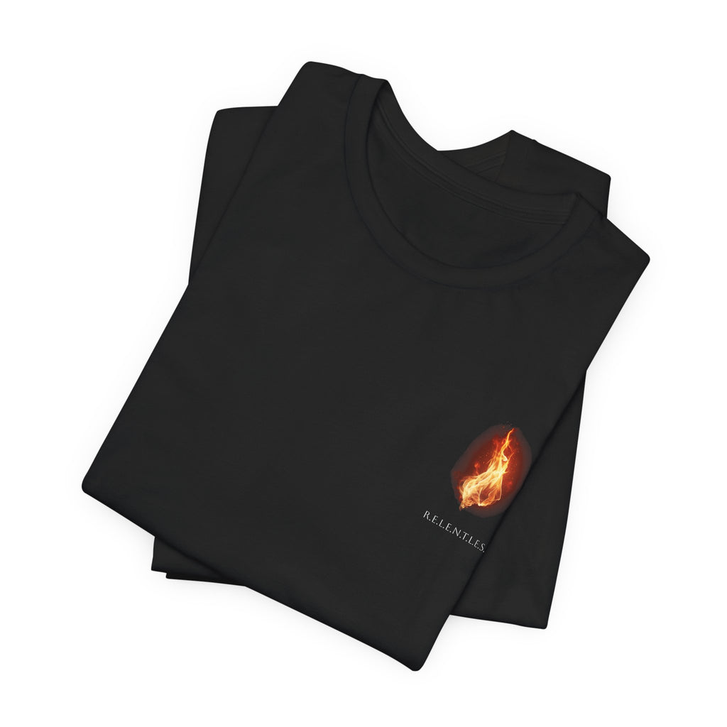 Flame Heart Pocket Tee — Small Fiery Heart Chest Graphic T-Shirt