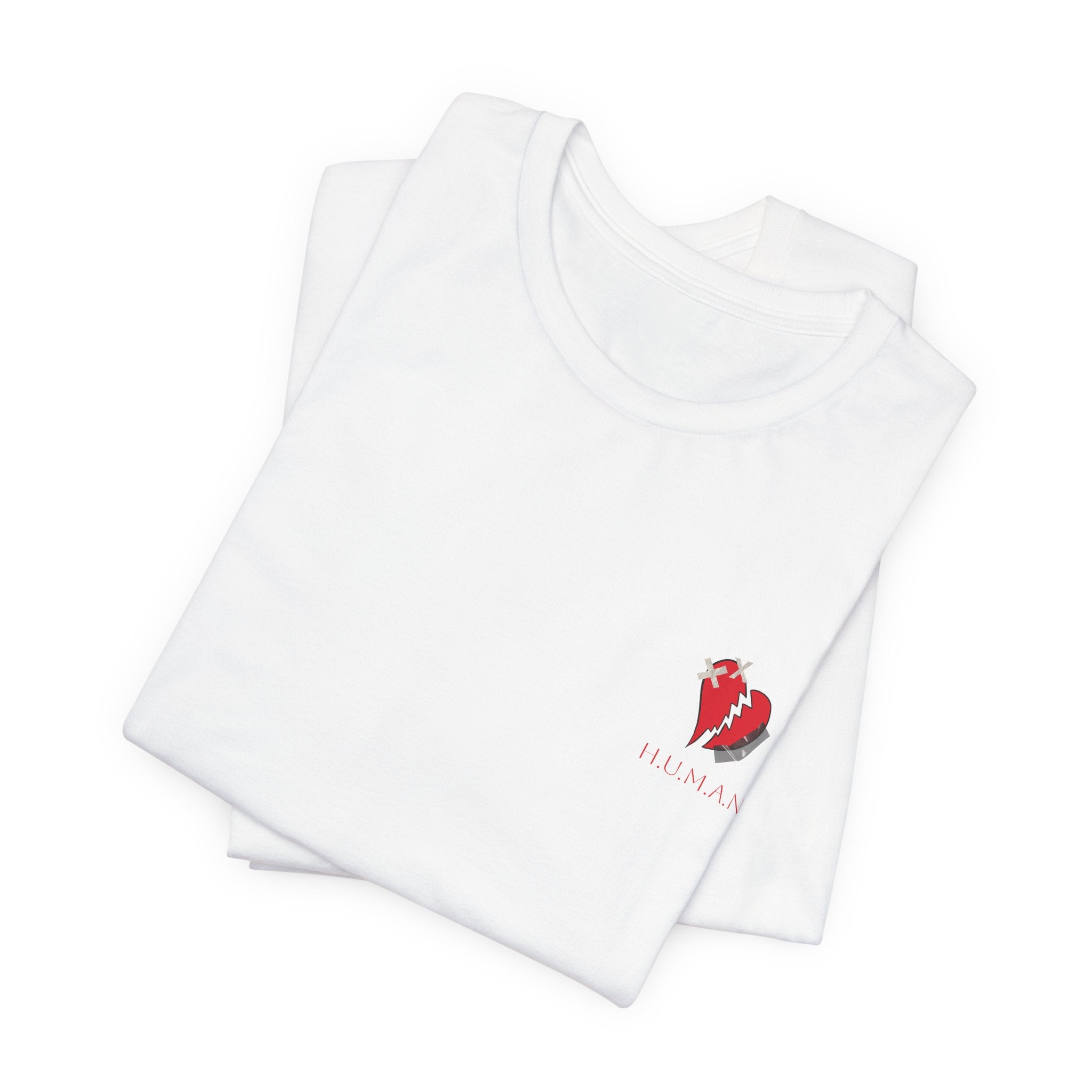 Broken Heart Pocket Tee — Minimal Red Heart Graphic T-Shirt