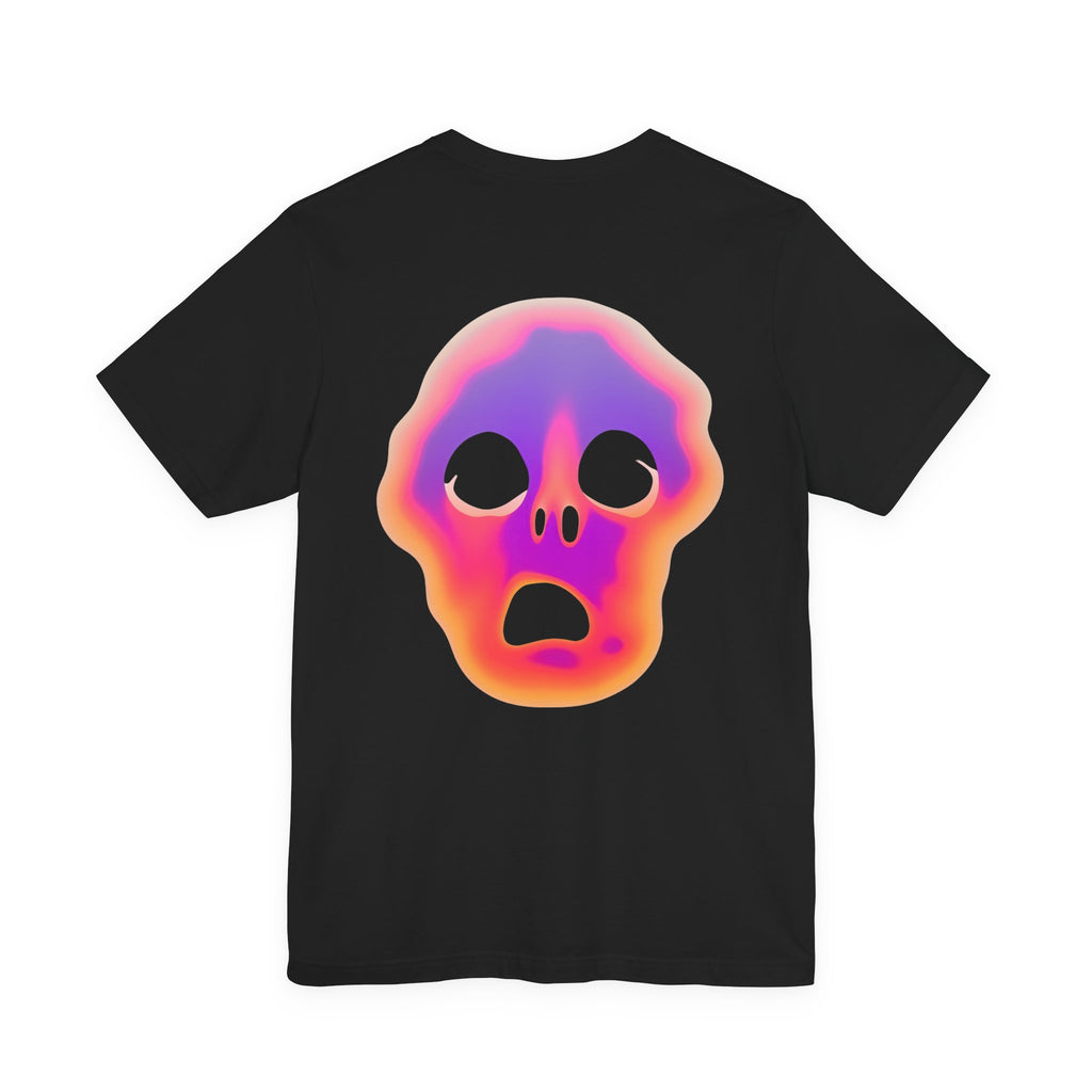 Neon Melted Skull Tee — Gradient Halloween Skull T-Shirt