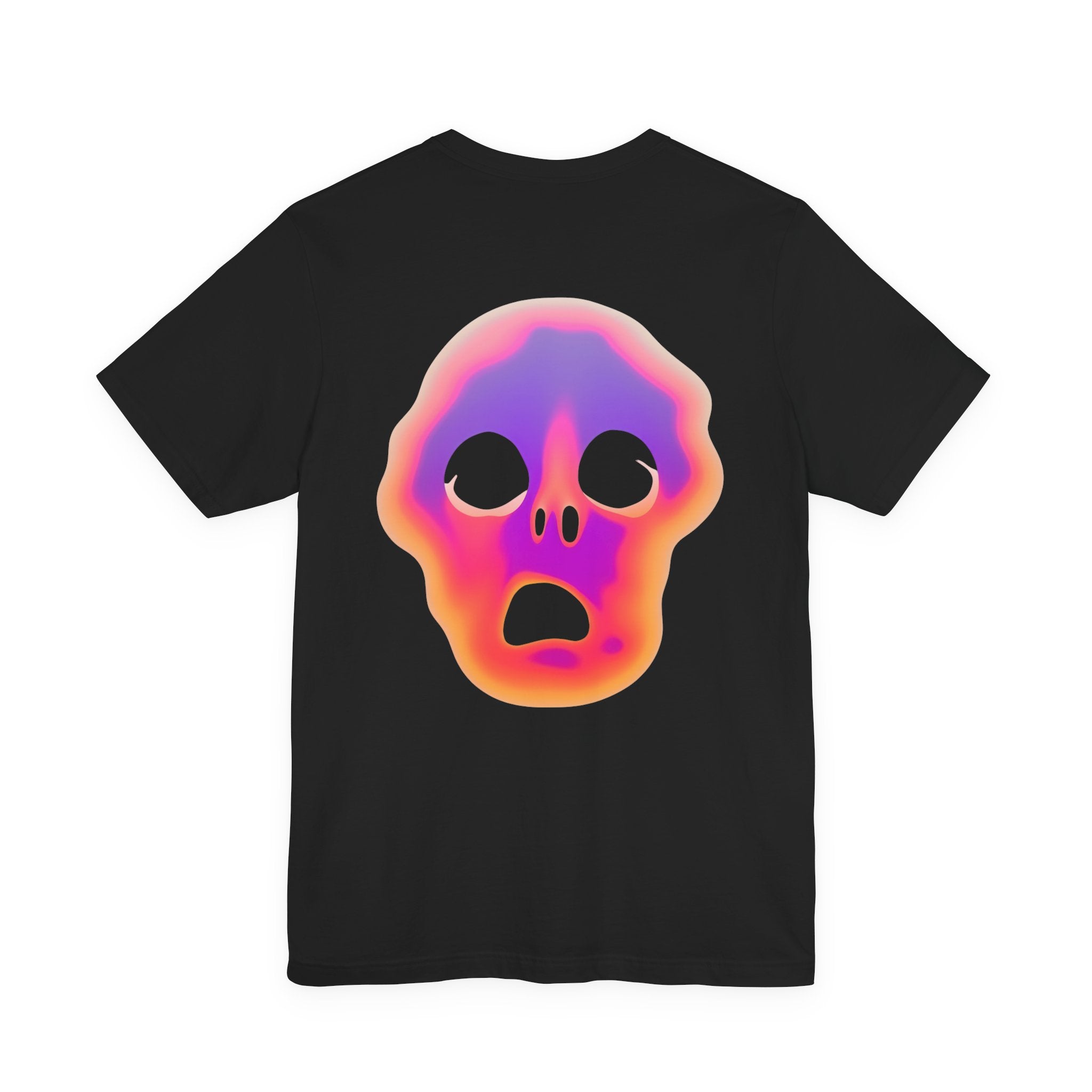 Neon Melted Skull Tee — Gradient Halloween Skull T-Shirt