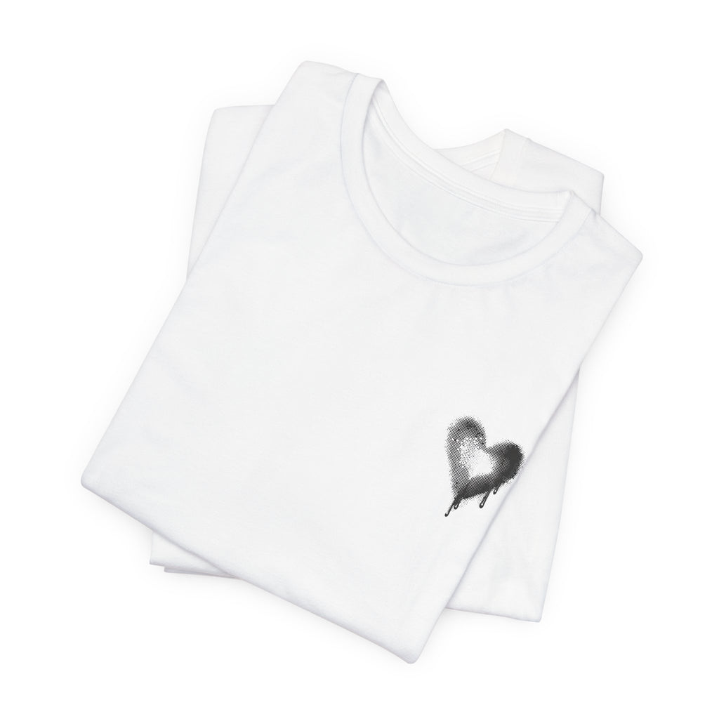 Heart Sketch Chest Tee — Minimal Graphic T‑Shirt