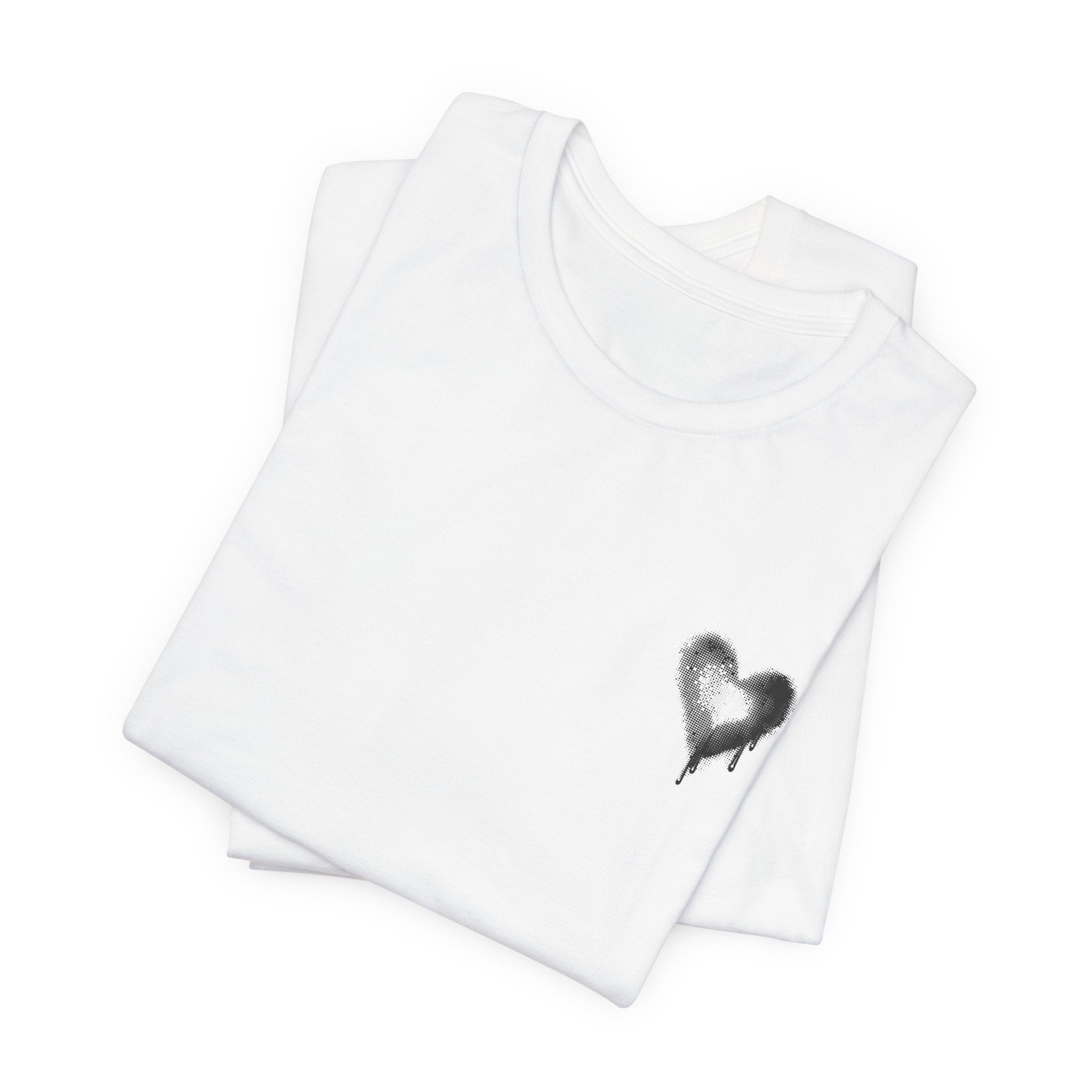 Heart Sketch Chest Tee — Minimal Graphic T‑Shirt
