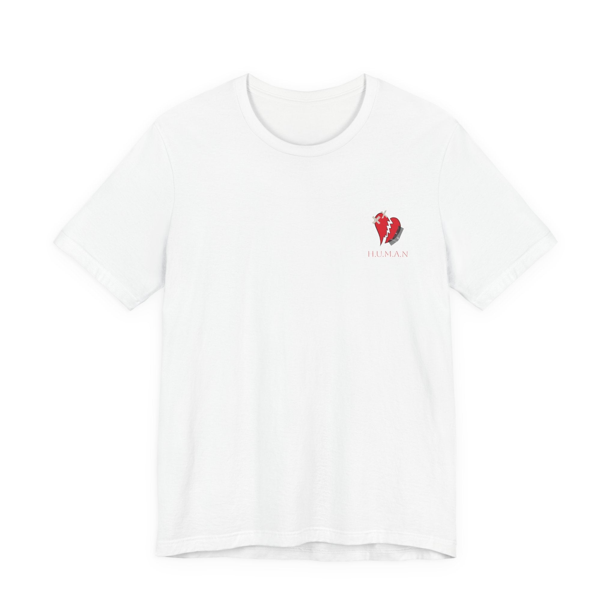 Broken Heart Pocket Tee — Minimal Red Heart Graphic T-Shirt