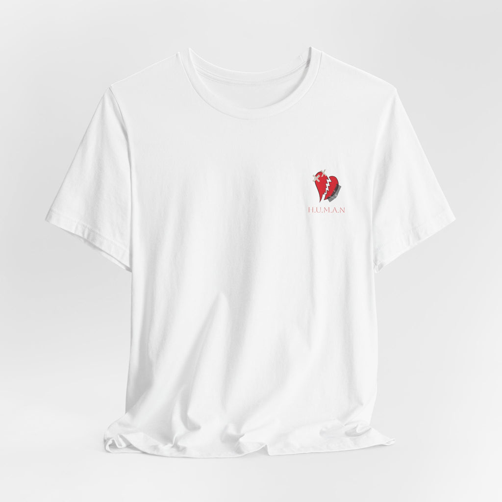 Broken Heart Pocket Tee — Minimal Red Heart Graphic T-Shirt
