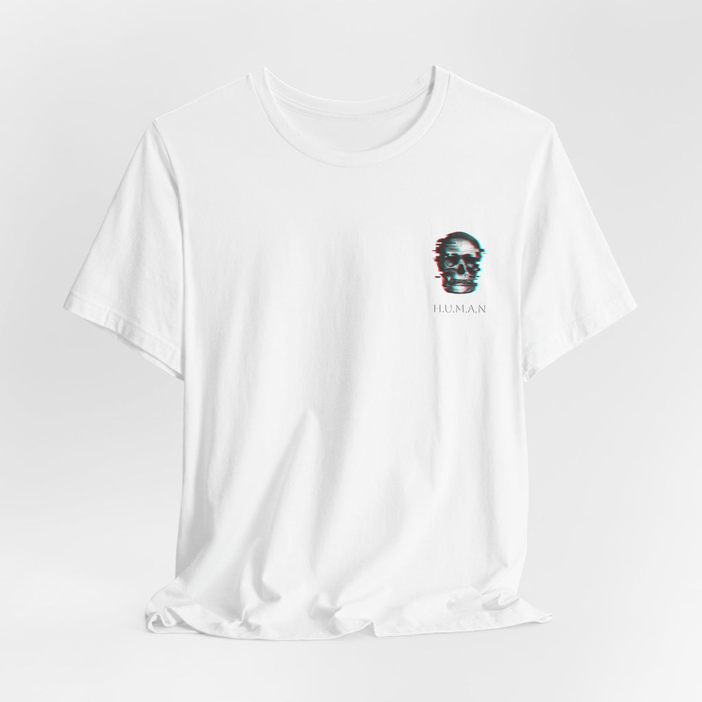 Skull Glitch Tee — Minimal 3D Skull Graphic T-Shirt