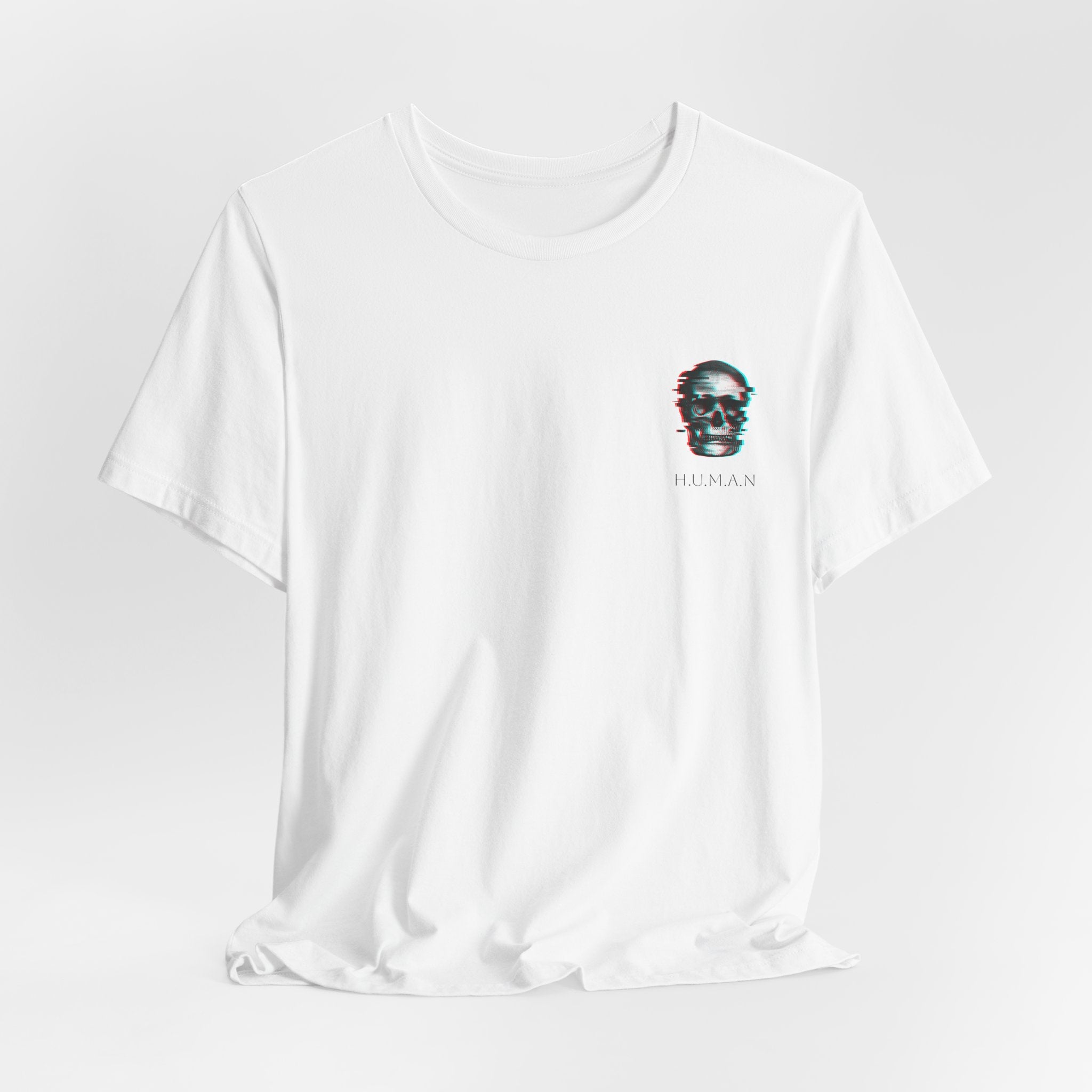 Skull Glitch Tee — Minimal 3D Skull Graphic T-Shirt